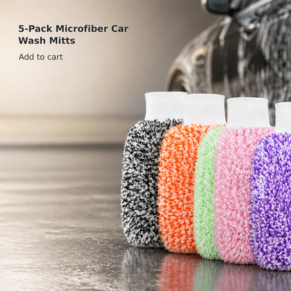 5-Pack Microfiber Car Wash Gloves – 7 × 11 Inches